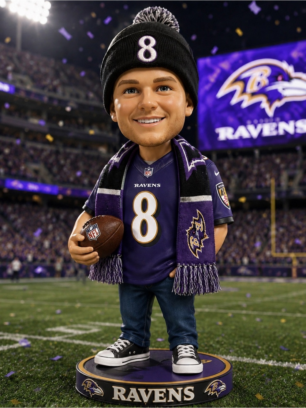 Baltimore Ravens Super Fan Collection: 2 Knit Hats & Scarf. One-Size